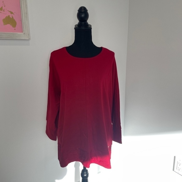Anne Klein Red 3/4 Sleeve Top - Picture 1 of 8